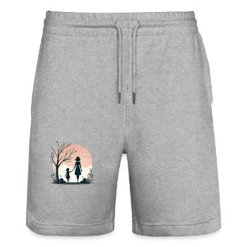 Ewige Bindungen, Ein Mutter-Tochter-Geschichte - Stanley/Stella Unisex Bio Joggingshorts Trainer  - Grau meliert - Vorne - Nik (191cm) & Marisol (170cm)