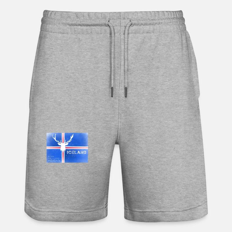 Faune islandaise Drapeau islandais - Short de jogging bio TRAINER Stanley/Stella unisexe - gris chiné