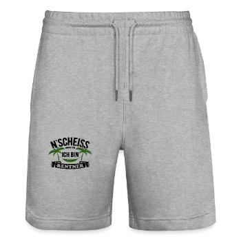 N' Scheiss muss ich, ich bin Rentner - Spruch - Stanley/Stella Unisex Bio Joggingshorts Trainer  - Grau meliert - Vorne - Nik (191cm) & Marisol (170cm)