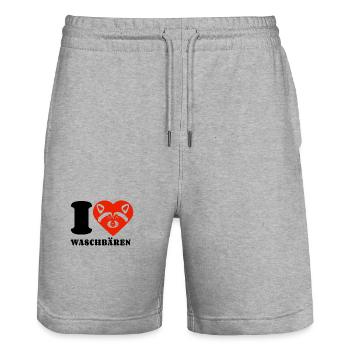 I Love Waschbären - Herz - Geschenk - Stanley/Stella Unisex Bio Joggingshorts Trainer  - Grau meliert - Vorne - Nik (191cm) & Marisol (170cm)