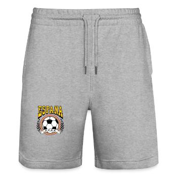 Euro 2024 Shirts Spain Football Football Soccer - Stanley/Stella Trainer Unisex Organic Jogging Shorts - heather grey - Front - Nik (191cm) & Marisol (170cm)