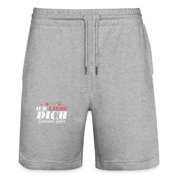 Ich Liebe Dich So Sehr - Stanley/Stella Unisex Bio Joggingshorts Trainer  - Grau meliert - Vorne - Nik (191cm) & Marisol (170cm)