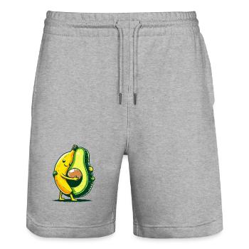 Hug Fruit Banana Love Avocado Funny - Stanley/Stella Trainer Unisex Organic Jogging Shorts - heather grey - Front - Nik (191cm) & Marisol (170cm)
