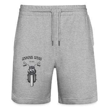 Jamais sans ma moto - Short de jogging bio TRAINER Stanley/Stella unisexe - gris chiné - Devant - Nik (191cm) & Marisol (170cm)