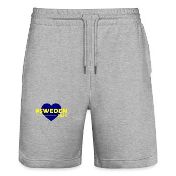 Suède 2024 Amour du cœur - Short de jogging bio TRAINER Stanley/Stella unisexe - gris chiné - Devant - Nik (191cm) & Marisol (170cm)