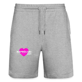 Après Ski 2024 Heart Love - Stanley/Stella Trainer Unisex Organic Jogging Shorts - heather grey - Front - Nik (191cm) & Marisol (170cm)