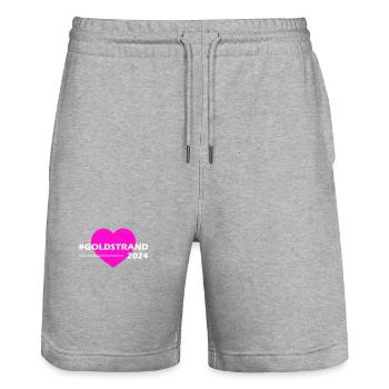 Sables d’or 2024 Amour du cœur - Short de jogging bio TRAINER Stanley/Stella unisexe - gris chiné - Devant - Nik (191cm) & Marisol (170cm)