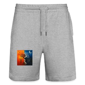 Elefanten / Spirit-Soul Kollektion - Stanley/Stella Unisex Bio Joggingshorts Trainer  - Grau meliert - Vorne - Nik (191cm) & Marisol (170cm)