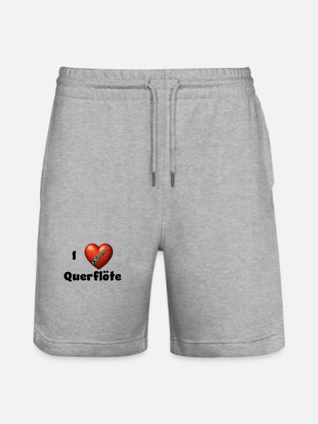 I love flute - Stanley/Stella Trainer Unisex Organic Jogging Shorts - heather grey