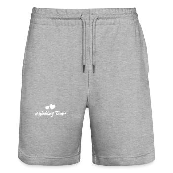 Wedding Team Heart - Stanley/Stella Trainer Unisex Organic Jogging Shorts - heather grey - Front - Nik (191cm) & Marisol (170cm)