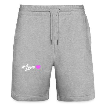 Coeur d’amour - Short de jogging bio TRAINER Stanley/Stella unisexe - gris chiné - Devant - Nik (191cm) & Marisol (170cm)