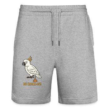 Witziger Kakadu Spruch - Stanley/Stella Unisex Bio Joggingshorts Trainer  - Grau meliert - Vorne - Nik (191cm) & Marisol (170cm)