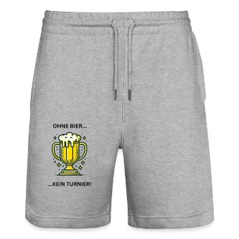Ohne Bier kein Turnier - Stanley/Stella Unisex Bio Joggingshorts Trainer  - Grau meliert - Vorne - Nik (191cm) & Marisol (170cm)