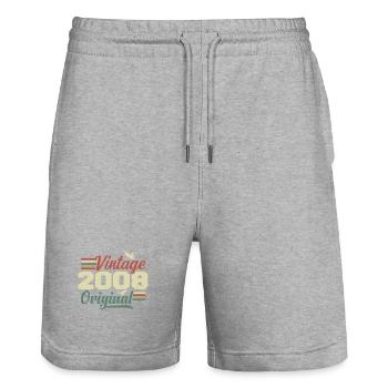Vintage 2008 Retro 2008 Anniversary Gift - Stanley/Stella Trainer Unisex Organic Jogging Shorts - heather grey - Front - Nik (191cm) & Marisol (170cm)