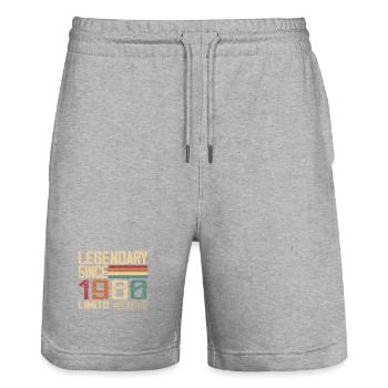 Original 1980 Vintage Cadeau D’anniversaire 1980 - Short de jogging bio TRAINER Stanley/Stella unisexe - gris chiné - Devant - Nik (191cm) & Marisol (170cm)