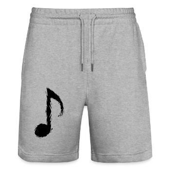 Musik Note Schwarz Musiknote - Stanley/Stella Unisex Bio Joggingshorts Trainer  - Grau meliert - Vorne - Nik (191cm) & Marisol (170cm)
