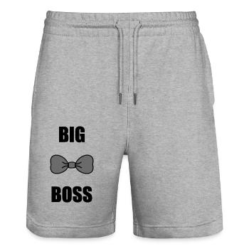 BIG BOSS. HUMOUR. BOSS. NOEUD PAPILLON - Short de jogging bio TRAINER Stanley/Stella unisexe - gris chiné - Devant - Nik (191cm) & Marisol (170cm)