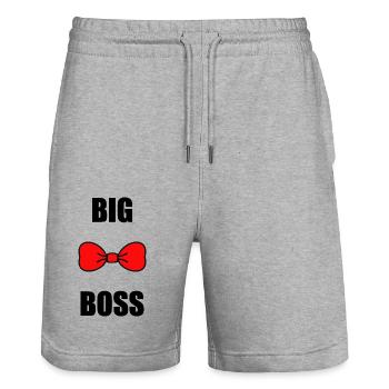 BIG BOSS. HUMOUR. BOSS. NOEUD PAPILLON - Short de jogging bio TRAINER Stanley/Stella unisexe - gris chiné - Devant - Nik (191cm) & Marisol (170cm)