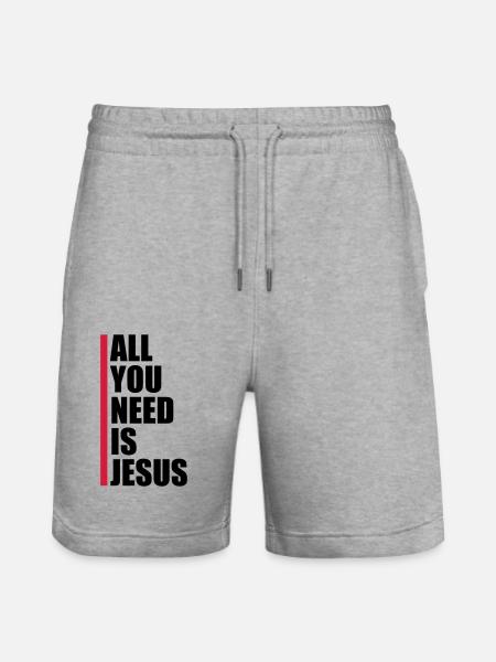Strip Need Jesus - Stanley/Stella Trainer Unisex Organic Jogging Shorts - heather grey