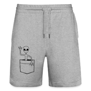 Tasche Alien winkt freundlich - Stanley/Stella Unisex Bio Joggingshorts Trainer  - Grau meliert - Vorne - Nik (191cm) & Marisol (170cm)