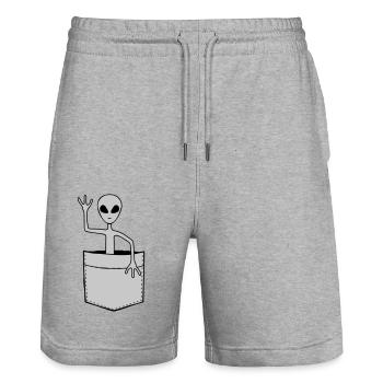 Hemdtasche Science Fiction Alien - Stanley/Stella Unisex Bio Joggingshorts Trainer  - Grau meliert - Vorne - Nik (191cm) & Marisol (170cm)