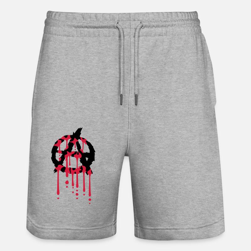 Logo anarchie goutte de sang - Short de jogging bio TRAINER Stanley/Stella unisexe - gris chiné