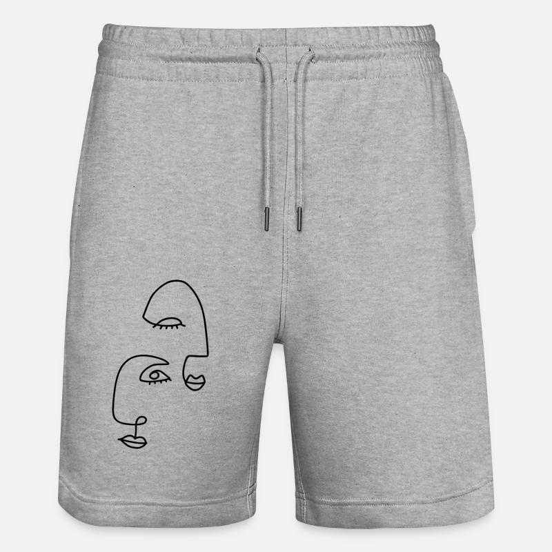Dessins au trait abstraits - Short de jogging bio TRAINER Stanley/Stella unisexe - gris chiné