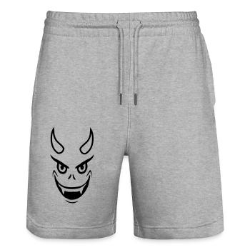 Face Evil Devil Design - Short de jogging bio TRAINER Stanley/Stella unisexe - gris chiné - Devant - Nik (191cm) & Marisol (170cm)