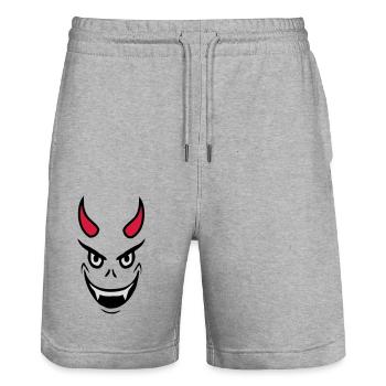 Conception du visage du diable maléfique - Short de jogging bio TRAINER Stanley/Stella unisexe - gris chiné - Devant - Nik (191cm) & Marisol (170cm)
