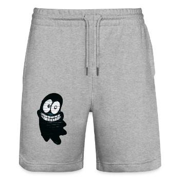Funny smiling ghost in black - Stanley/Stella Trainer Unisex Organic Jogging Shorts - heather grey - Front - Nik (191cm) & Marisol (170cm)