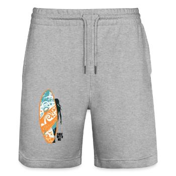 Surf With Me - Stanley/Stella Unisex Bio Joggingshorts Trainer  - Grau meliert - Vorne - Nik (191cm) & Marisol (170cm)