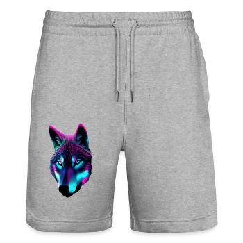 wolf - Stanley/Stella Trainer Unisex Organic Jogging Shorts - heather grey - Front - Nik (191cm) & Marisol (170cm)