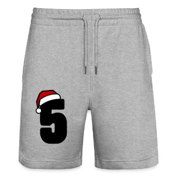 5 Number Christmas - Stanley/Stella Trainer Unisex Organic Jogging Shorts - heather grey - Front - Nik (191cm) & Marisol (170cm)