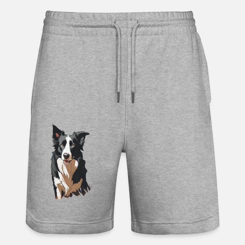Border collie silhouette - Short de jogging bio TRAINER Stanley/Stella unisexe - gris chiné