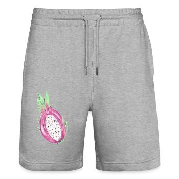 Drachenfrucht - Stanley/Stella Unisex Bio Joggingshorts Trainer  - Grau meliert - Vorne - Nik (191cm) & Marisol (170cm)
