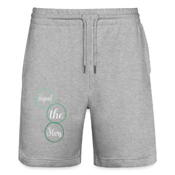 jokes humor birthday present astronaut - Stanley/Stella Unisex Bio Joggingshorts Trainer  - Grau meliert - Vorne - Nik (191cm) & Marisol (170cm)