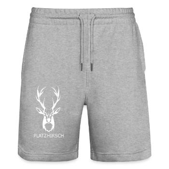 Platzhirsch Hirschkopf - Stanley/Stella Unisex Bio Joggingshorts Trainer  - Grau meliert - Vorne - Nik (191cm) & Marisol (170cm)