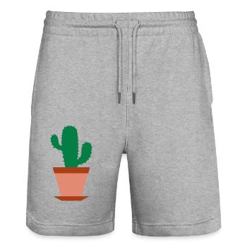 Kaktus - Stanley/Stella Unisex Bio Joggingshorts Trainer  - Grau meliert - Vorne - Nik (191cm) & Marisol (170cm)
