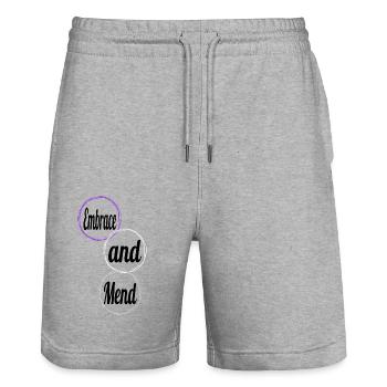 healing happy healing quotes quote offering help - Stanley/Stella Trainer Unisex Organic Jogging Shorts - heather grey - Front - Nik (191cm) & Marisol (170cm)