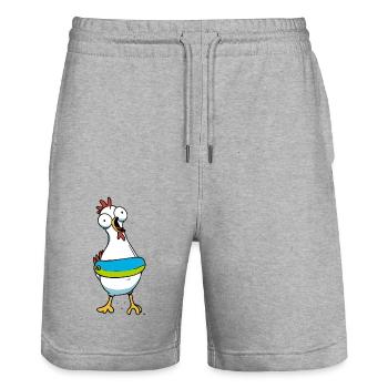 Huhn Hühner Schwimmring Seenot Schwimmer - Stanley/Stella Unisex Bio Joggingshorts Trainer  - Grau meliert - Vorne - Nik (191cm) & Marisol (170cm)