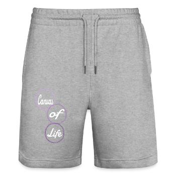 funny sayings expression awesome gift idea geek - Stanley/Stella Trainer Unisex Organic Jogging Shorts - heather grey - Front - Nik (191cm) & Marisol (170cm)