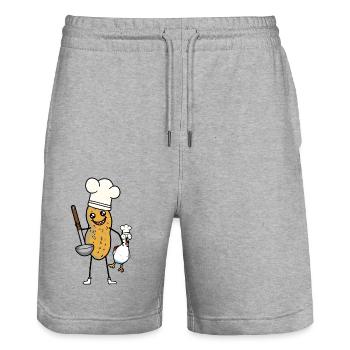 Erdnuss Huhn Suppenkelle Koch Küche Kochkunst - Stanley/Stella Unisex Bio Joggingshorts Trainer  - Grau meliert - Vorne - Nik (191cm) & Marisol (170cm)