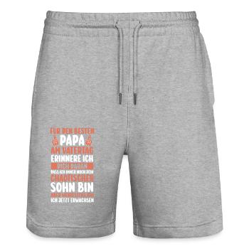 Dad Father's Day Dad - Stanley/Stella Trainer Unisex Organic Jogging Shorts - heather grey - Front - Nik (191cm) & Marisol (170cm)