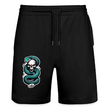 Schlangenskelett und Tattoo - Stanley/Stella Unisex Bio Joggingshorts Trainer  - Schwarz - Vorne - Nik (191cm) & Marisol (170cm)