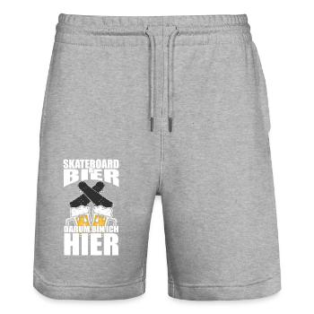 Lustiger Spruch Skateboard Bier - Stanley/Stella Unisex Bio Joggingshorts Trainer  - Grau meliert - Vorne - Nik (191cm) & Marisol (170cm)