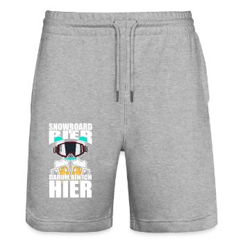 Lustiger Spruch Snowboard Bier darum bin ich hier - Stanley/Stella Unisex Bio Joggingshorts Trainer  - Grau meliert - Vorne - Nik (191cm) & Marisol (170cm)