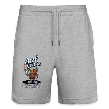 Auf geht´s Bauarbeiter Frühstück Kaffee und Kippe - Stanley/Stella Unisex Bio Joggingshorts Trainer  - Grau meliert - Vorne - Nik (191cm) & Marisol (170cm)