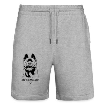 Proud American Akita Dad Hunde Hund Wilsigns - Stanley/Stella Unisex Bio Joggingshorts Trainer  - Grau meliert - Vorne - Nik (191cm) & Marisol (170cm)