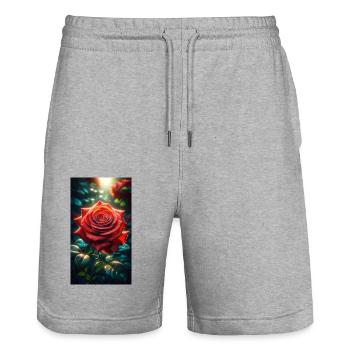 Roses - Short de jogging bio TRAINER Stanley/Stella unisexe - gris chiné - Devant - Nik (191cm) & Marisol (170cm)