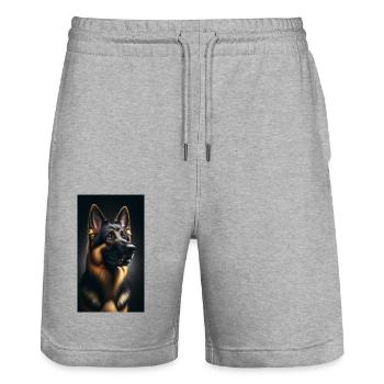 Chien Berger Allemand - Short de jogging bio TRAINER Stanley/Stella unisexe - gris chiné - Devant - Nik (191cm) & Marisol (170cm)
